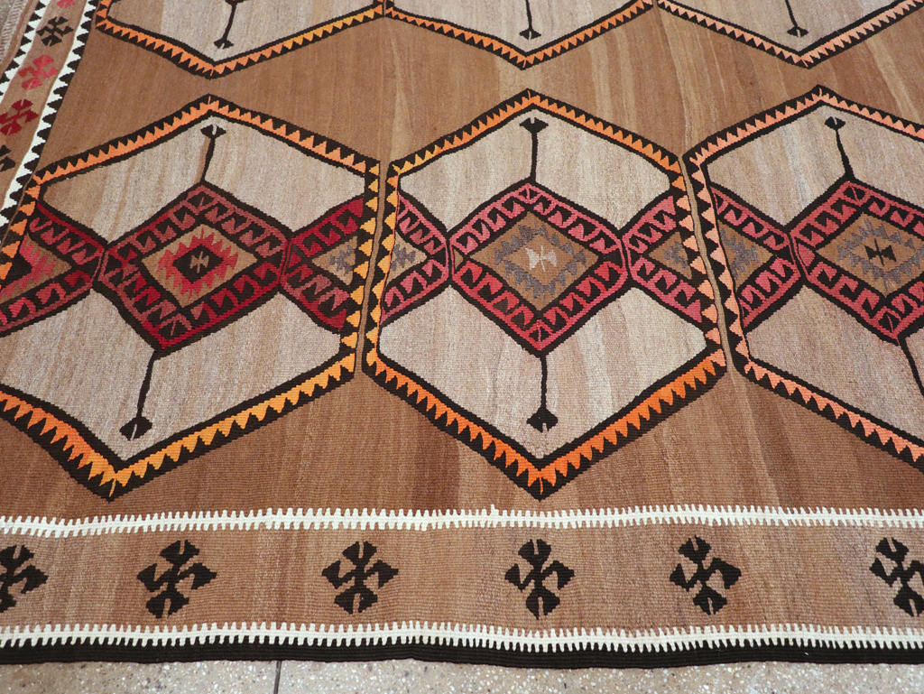 Vintage Turkish Flatweave Kilim Room Size Carpet, No.31423 - Gsblank