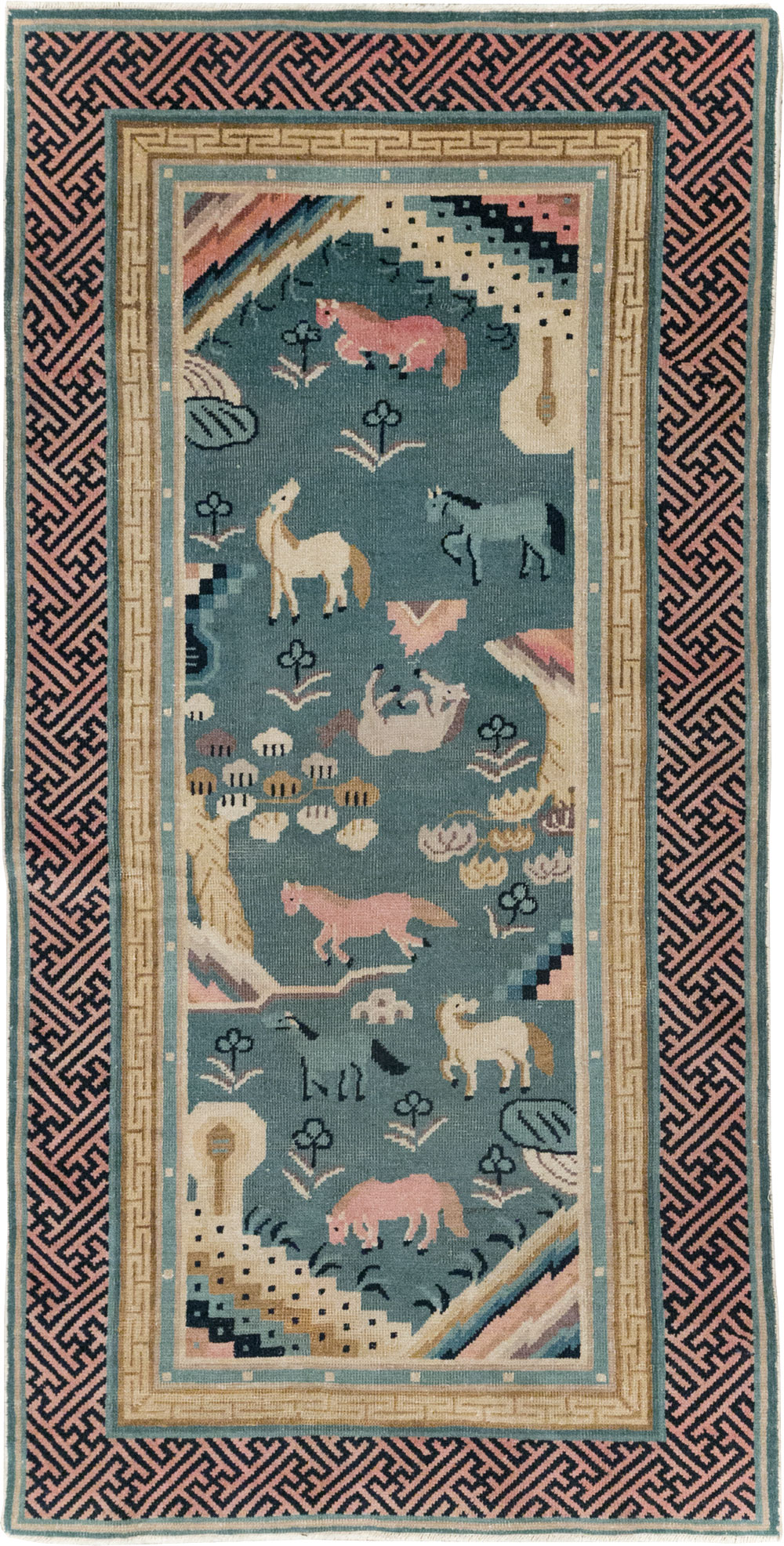 Antique Chinese Pictorial Throw Rug, No.31445 - Gsblank