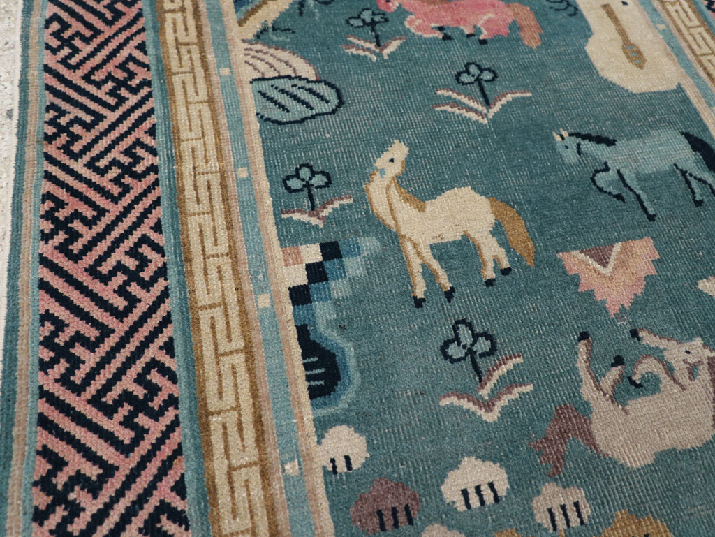 Antique Chinese Pictorial Throw Rug, No.31445 - Gsblank