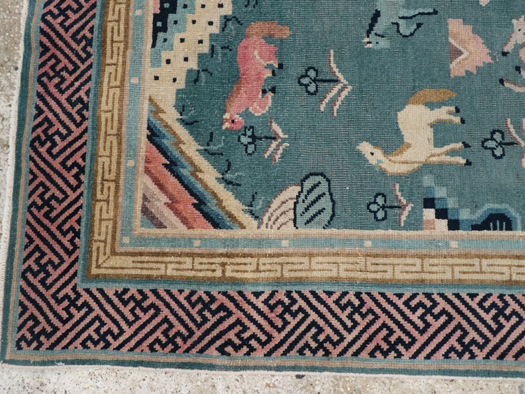 Antique Chinese Pictorial Throw Rug, No.31445 - Gsblank