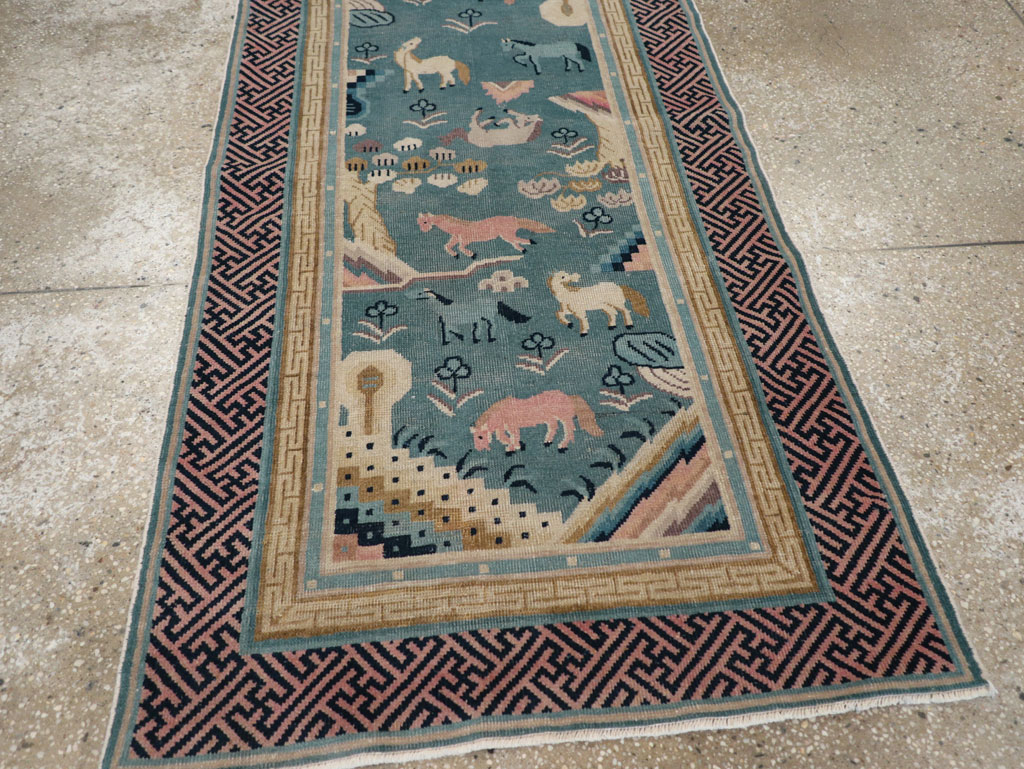 Antique Chinese Pictorial Throw Rug, No.31445 - Gsblank