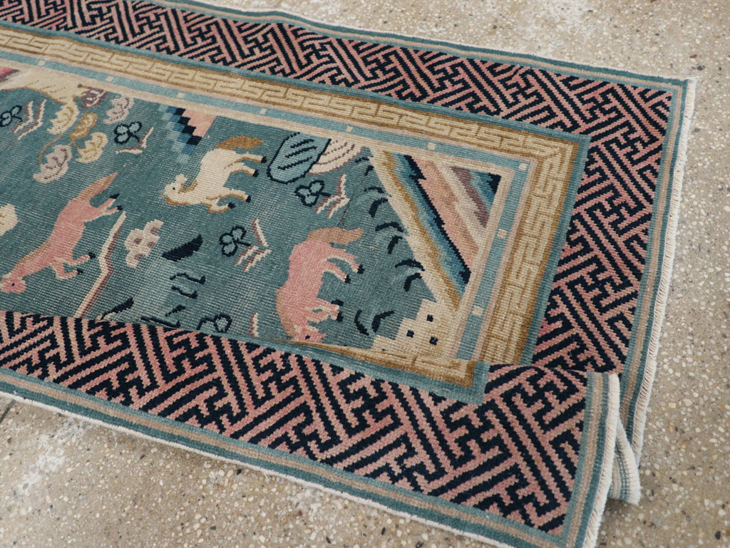 Antique Chinese Pictorial Throw Rug, No.31445 - Gsblank