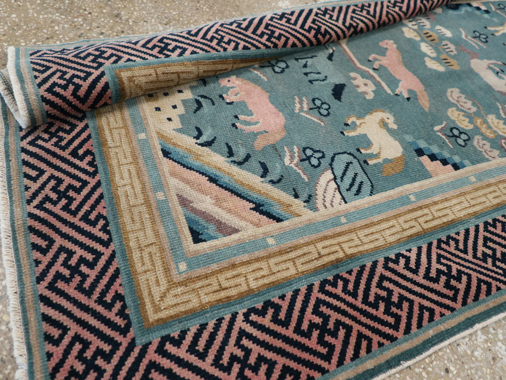 Antique Chinese Pictorial Throw Rug, No.31445 - Gsblank