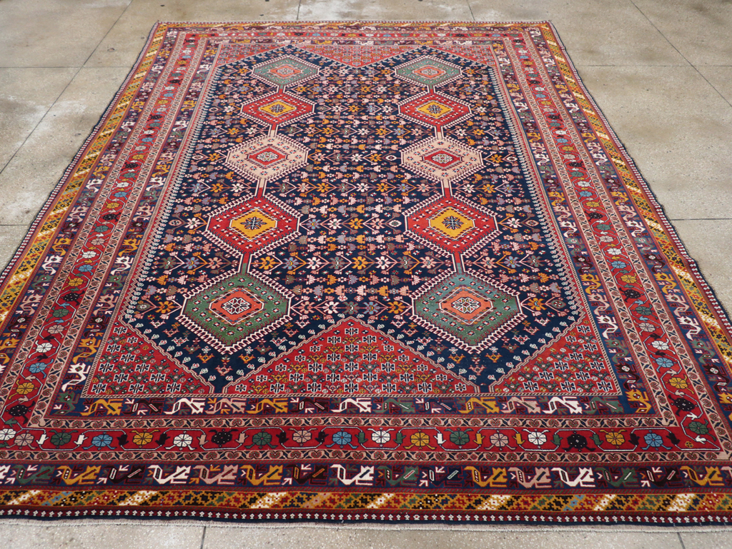 Vintage Persian Afshar Room Size Carpet, No.31446 - Gsblank