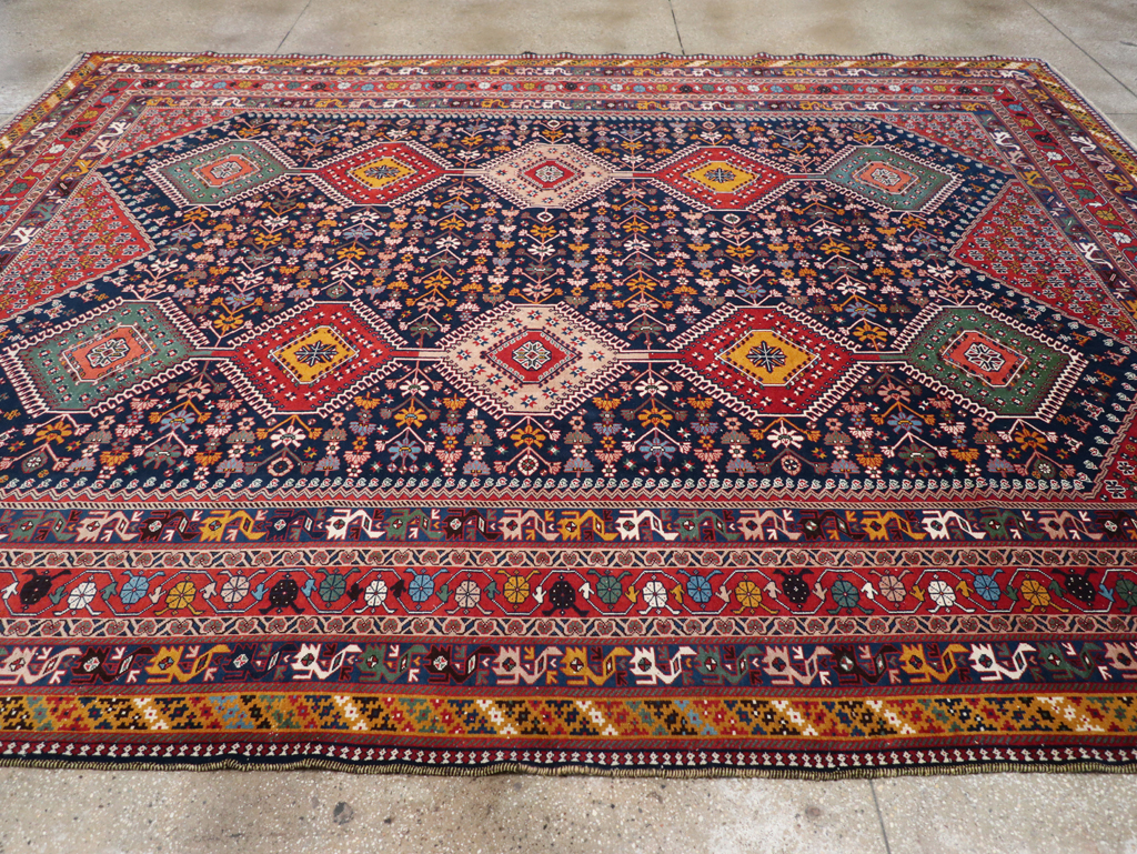 Vintage Persian Afshar Room Size Carpet, No.31446 - Gsblank