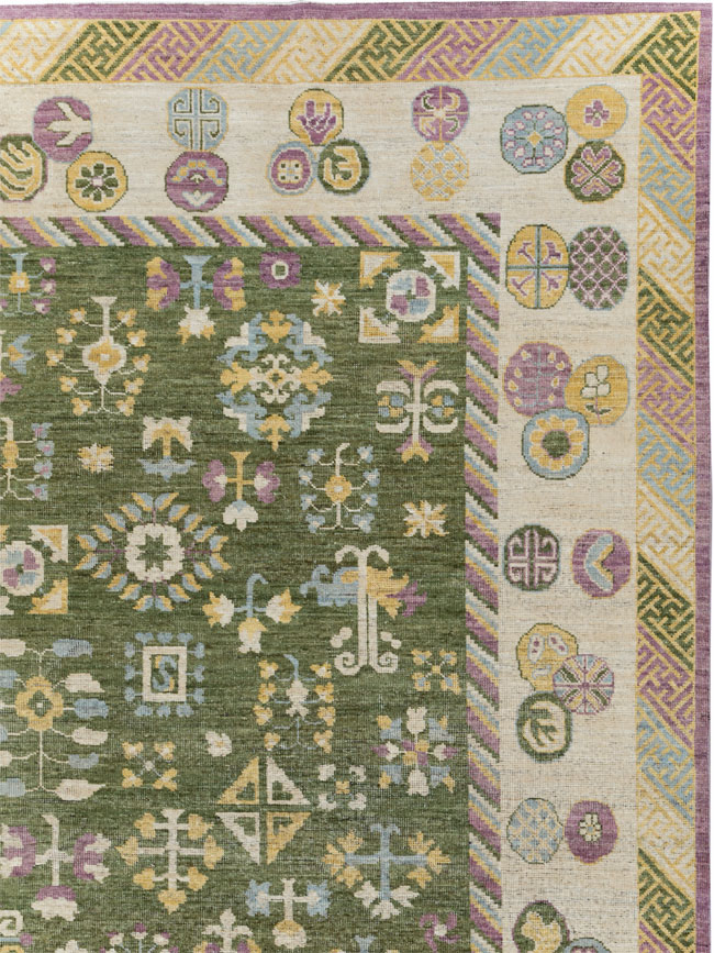 Modern East Turkestan Khotan Room Size Carpet, No.31454 - Gsblank