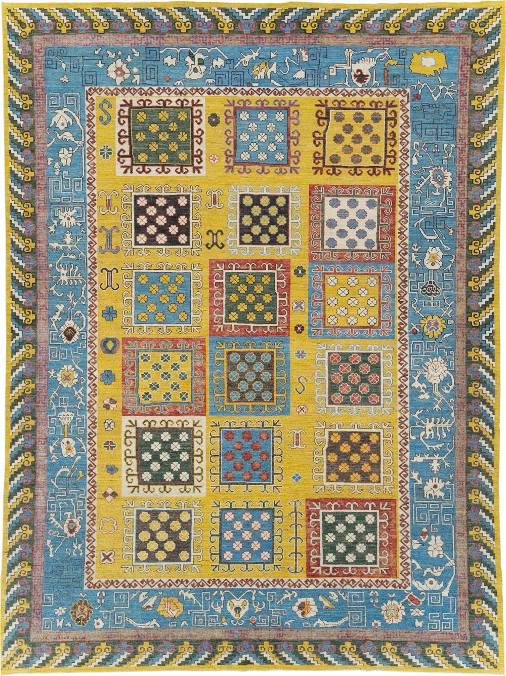 Modern East Turkestan Khotan Room Size Carpet, No.31455 - Gsblank