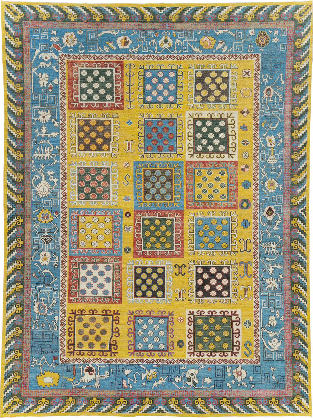 Modern East Turkestan Khotan Room Size Carpet, No.31455 - Gsblank