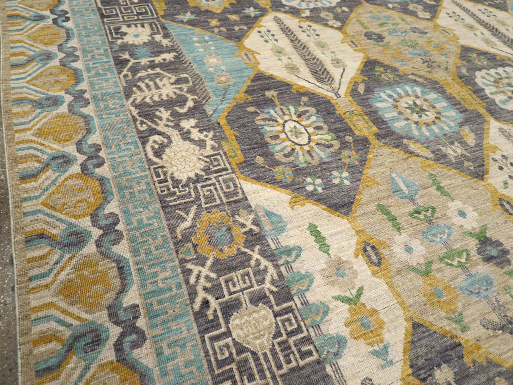 Modern East Turkestan Khotan Room Size Carpet, No.31456 - Gsblank