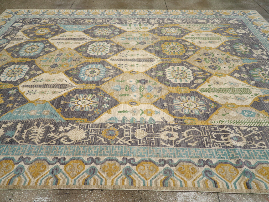 Modern East Turkestan Khotan Room Size Carpet, No.31456 - Gsblank