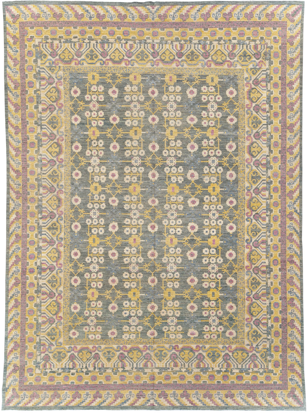 Modern East Turkestan Khotan Room Size Carpet, No.31459 - Gsblank
