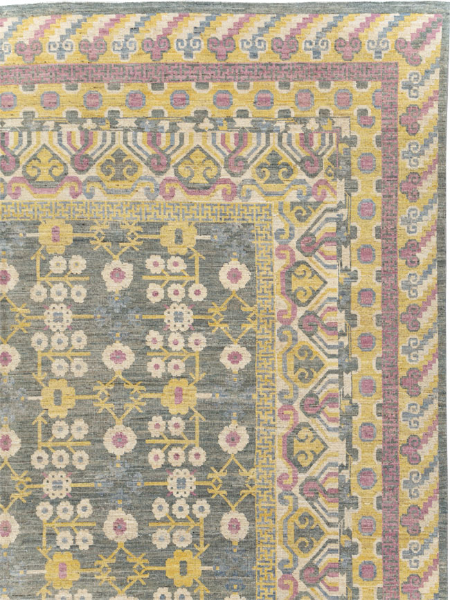 Modern East Turkestan Khotan Room Size Carpet, No.31459 - Gsblank