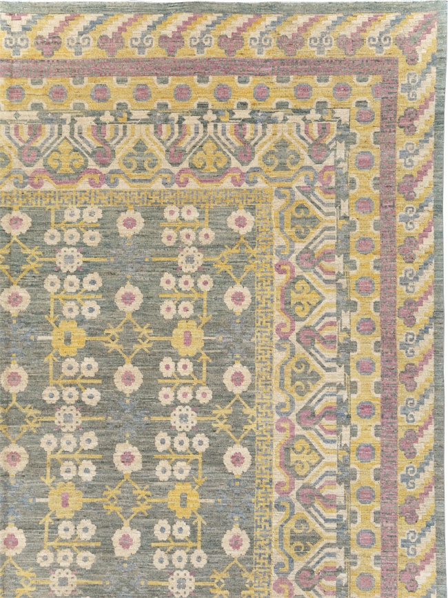 Modern East Turkestan Khotan Room Size Carpet, No.31459 - Gsblank