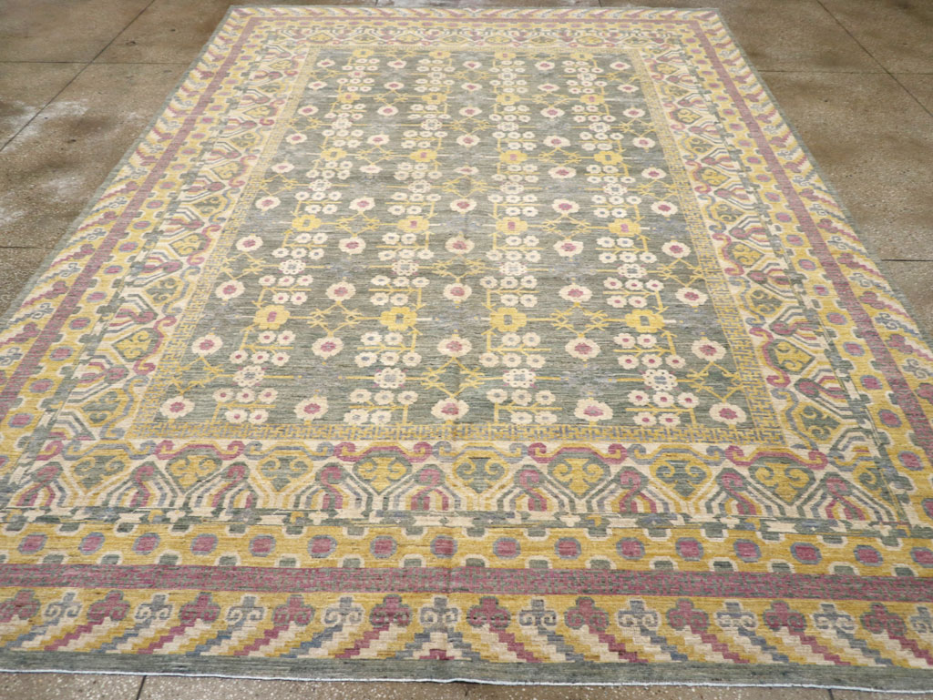 Modern East Turkestan Khotan Room Size Carpet, No.31459 - Gsblank