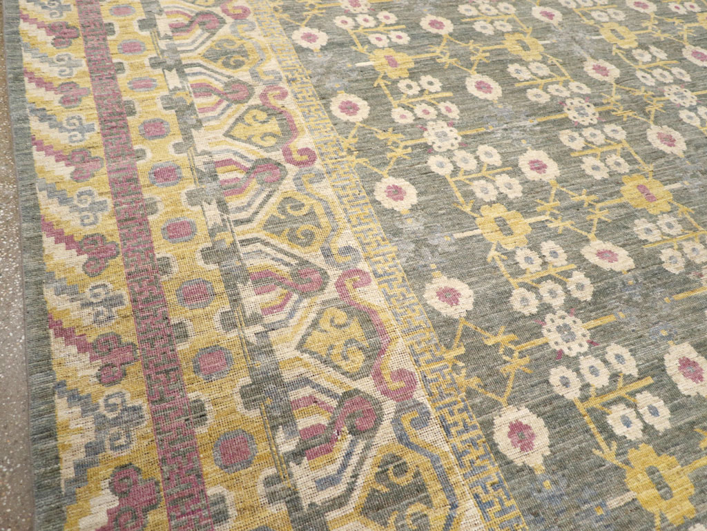 Modern East Turkestan Khotan Room Size Carpet, No.31459 - Gsblank