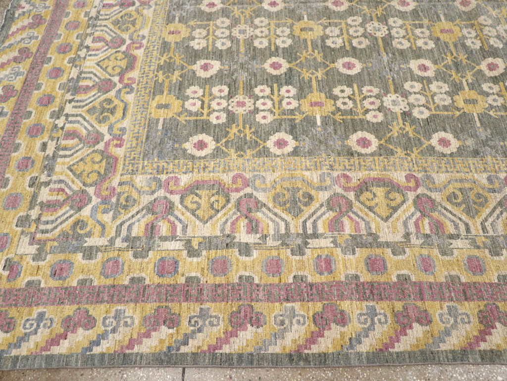 Modern East Turkestan Khotan Room Size Carpet, No.31459 - Gsblank