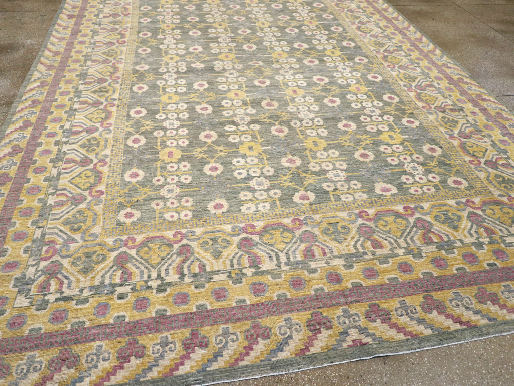 Modern East Turkestan Khotan Room Size Carpet, No.31459 - Gsblank