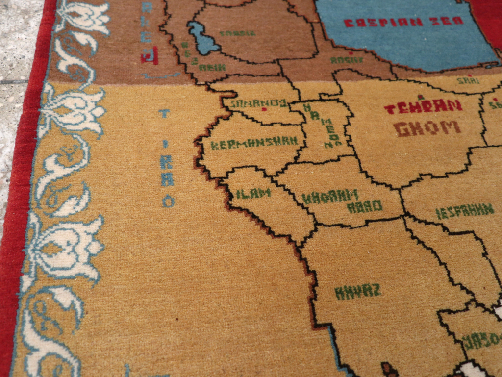 Vintage Persian Tabriz Pictorial Map Rug, No.31466 - Gsblank