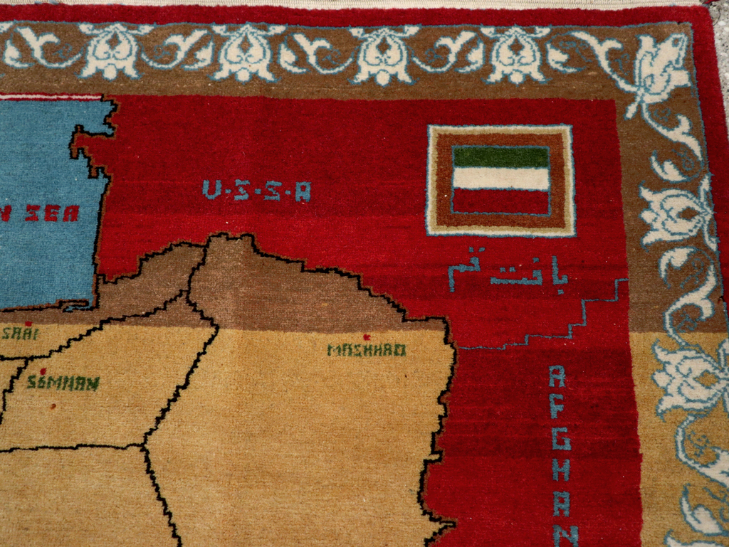 Vintage Persian Tabriz Pictorial Map Rug, No.31466 - Gsblank