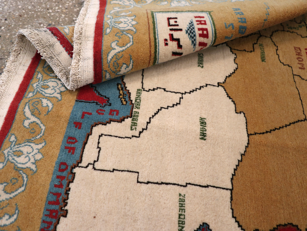 Vintage Persian Tabriz Pictorial Map Rug, No.31466 - Gsblank