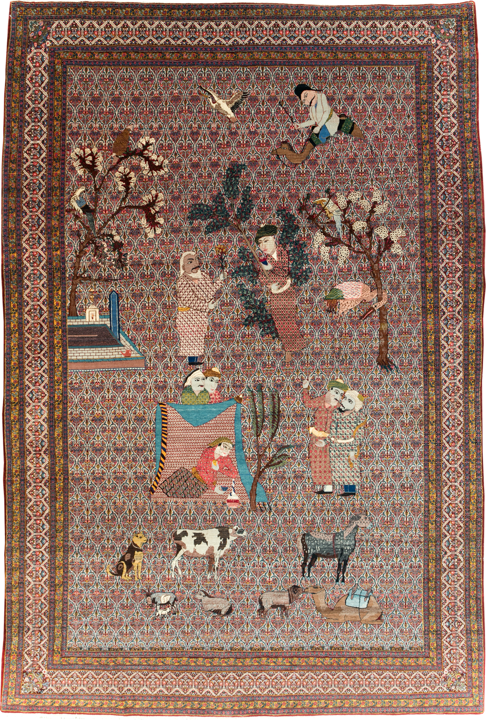 Antique Persian Tabriz Pictorial Room Size Carpet, No.31468 - Gsblank