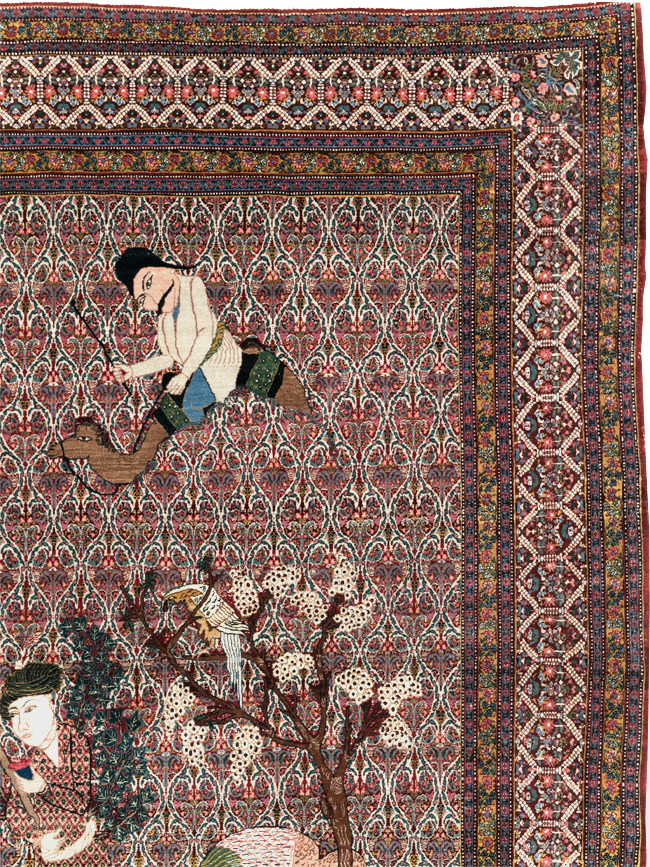 Antique Persian Tabriz Pictorial Room Size Carpet, No.31468 - Gsblank