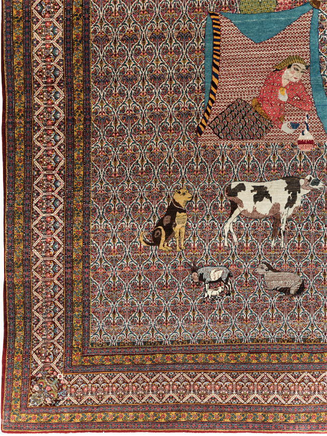 Antique Persian Tabriz Pictorial Room Size Carpet, No.31468 - Gsblank