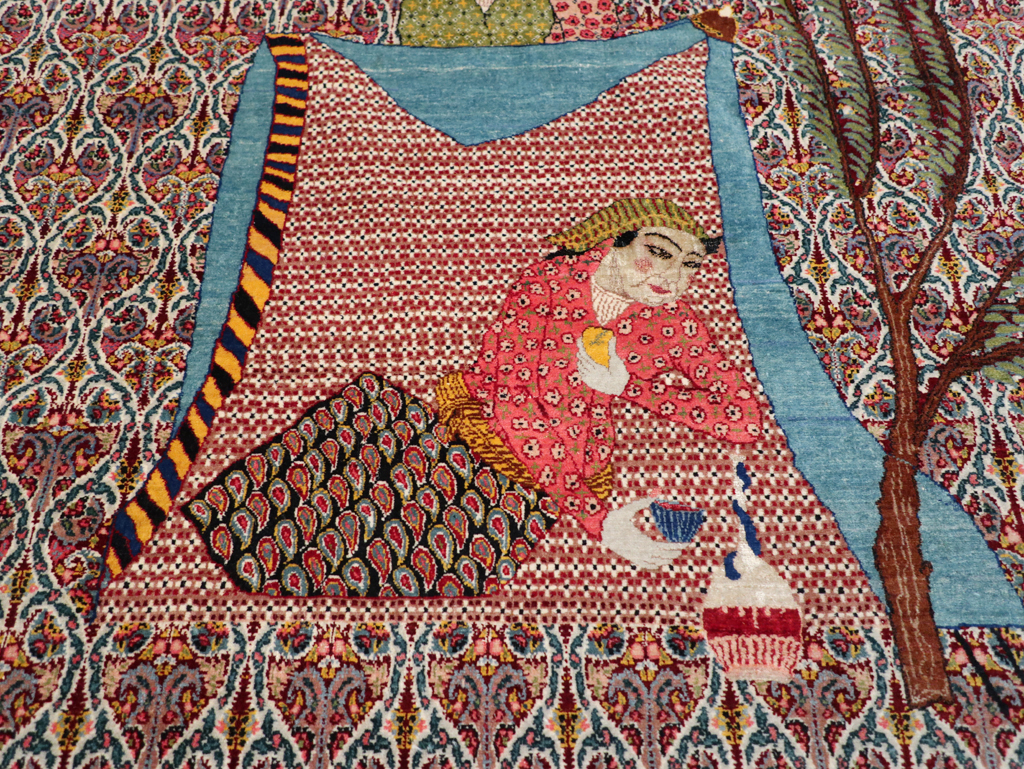 Antique Persian Tabriz Pictorial Room Size Carpet, No.31468 - Gsblank