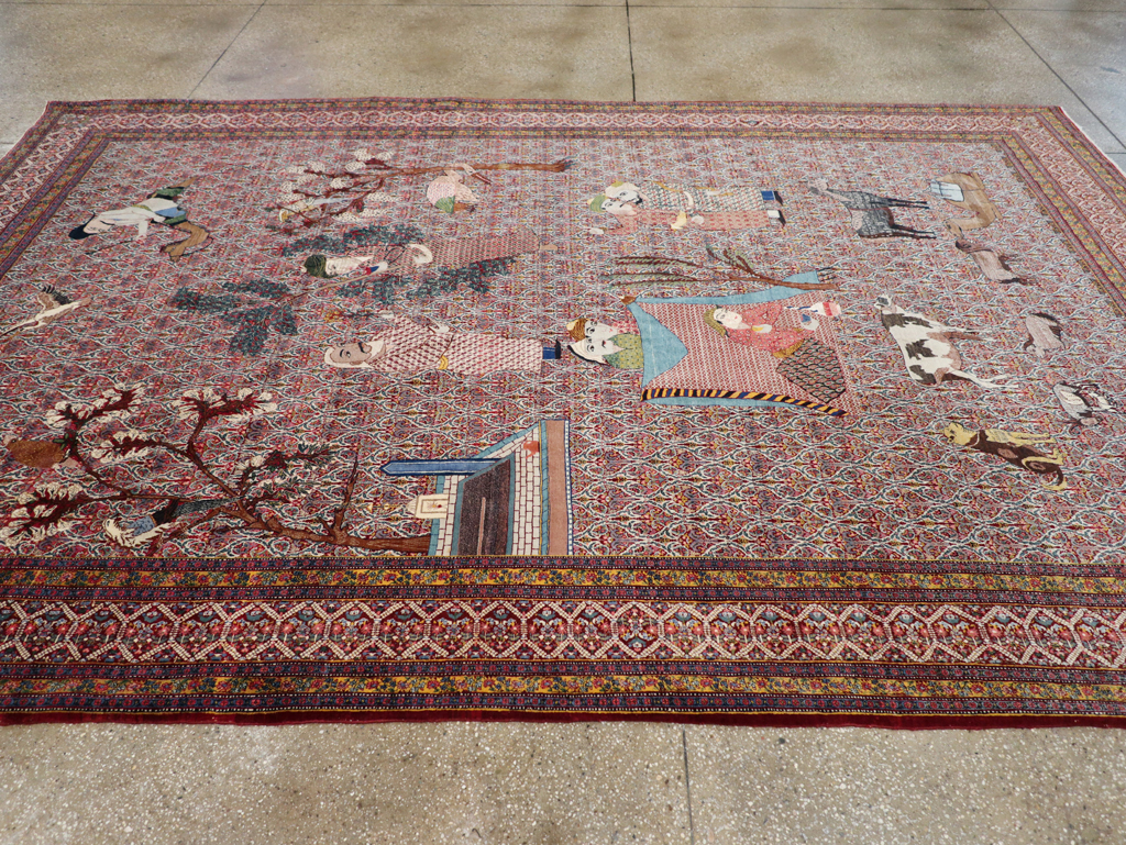 Antique Persian Tabriz Pictorial Room Size Carpet, No.31468 - Gsblank