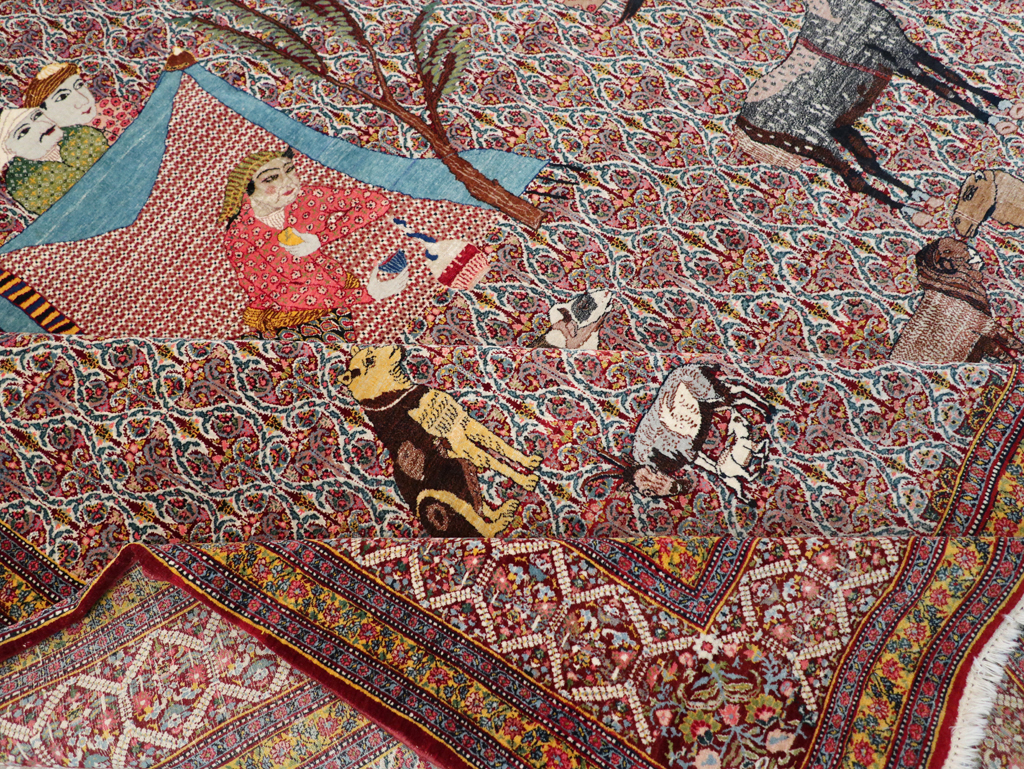 Antique Persian Tabriz Pictorial Room Size Carpet, No.31468 - Gsblank