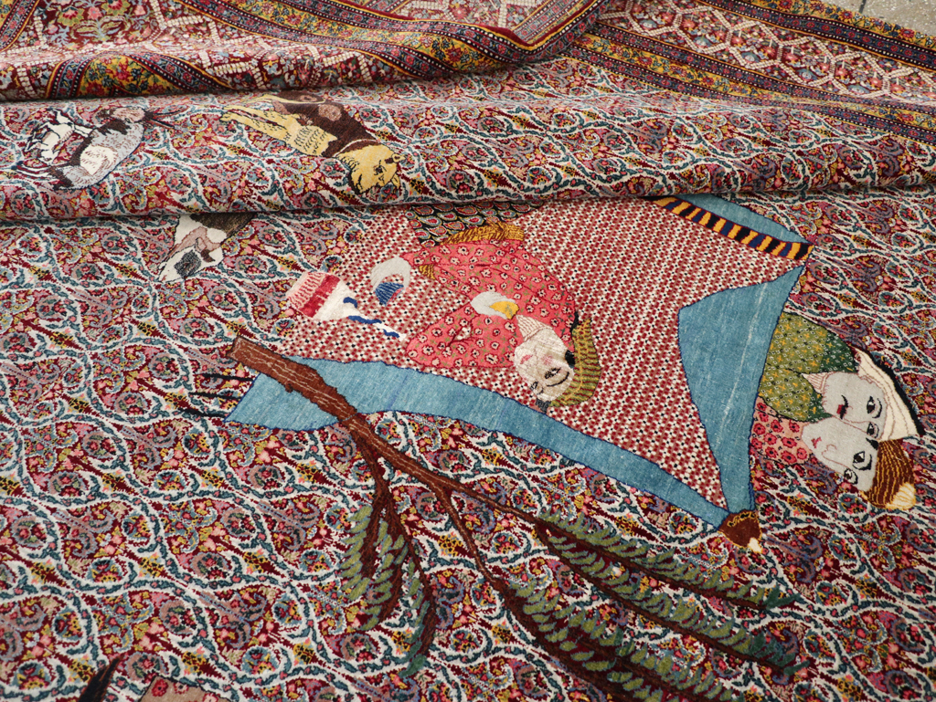 Antique Persian Tabriz Pictorial Room Size Carpet, No.31468 - Gsblank