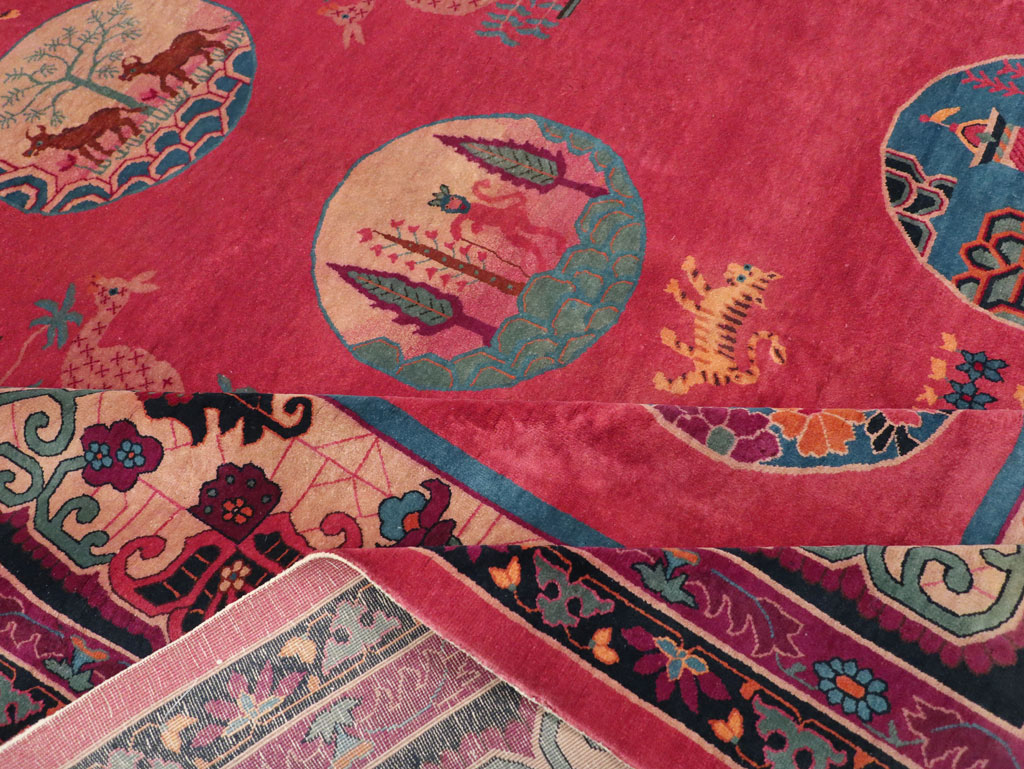 Vintage Chinese Pictorial Art Deco Room Size Carpet, No.31475 - Gsblank