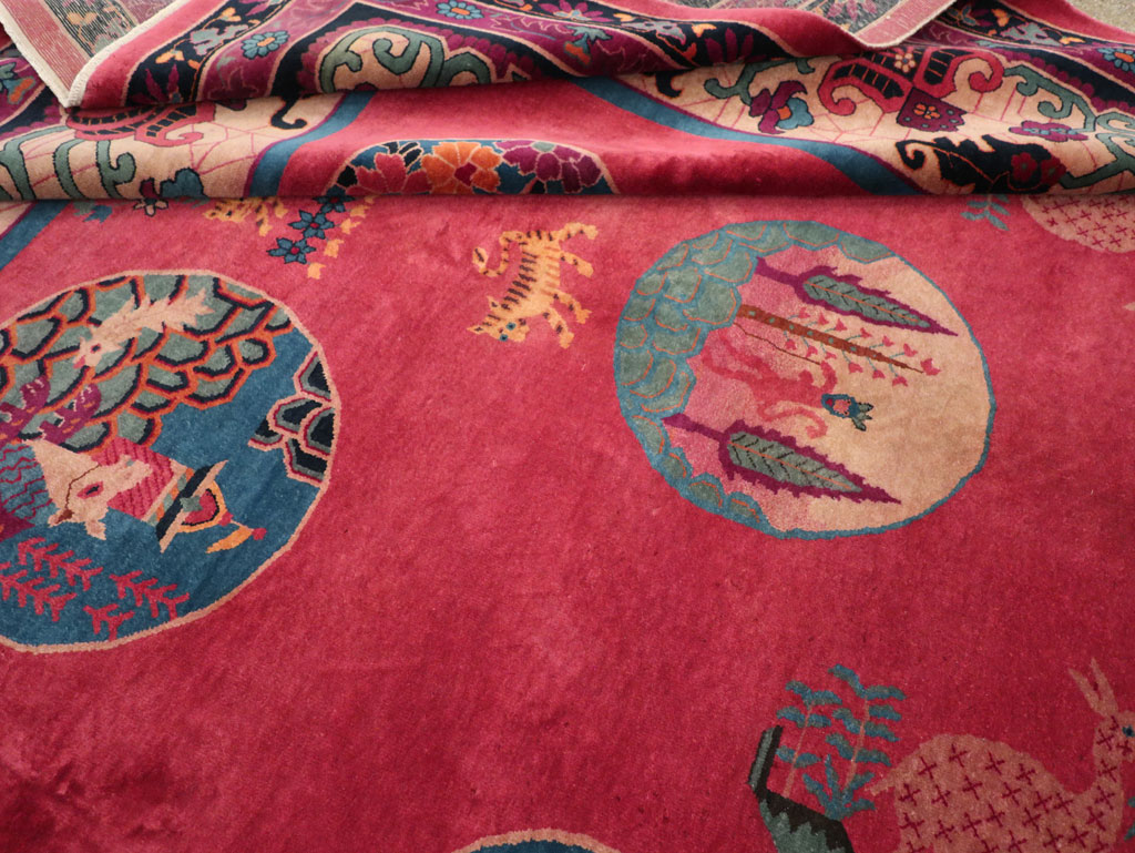 Vintage Chinese Pictorial Art Deco Room Size Carpet, No.31475 - Gsblank