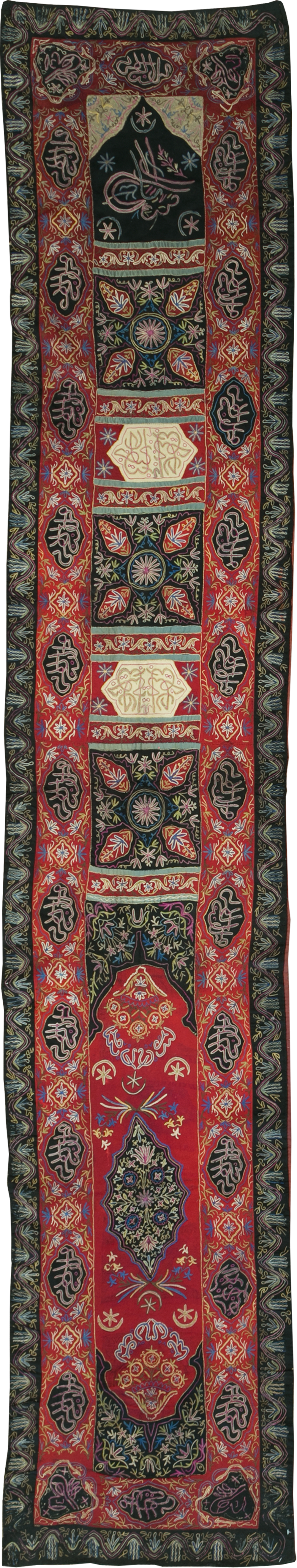 Vintage Indian Embroidered Wall Hanging Textile Runner, No.31478 - Gsblank