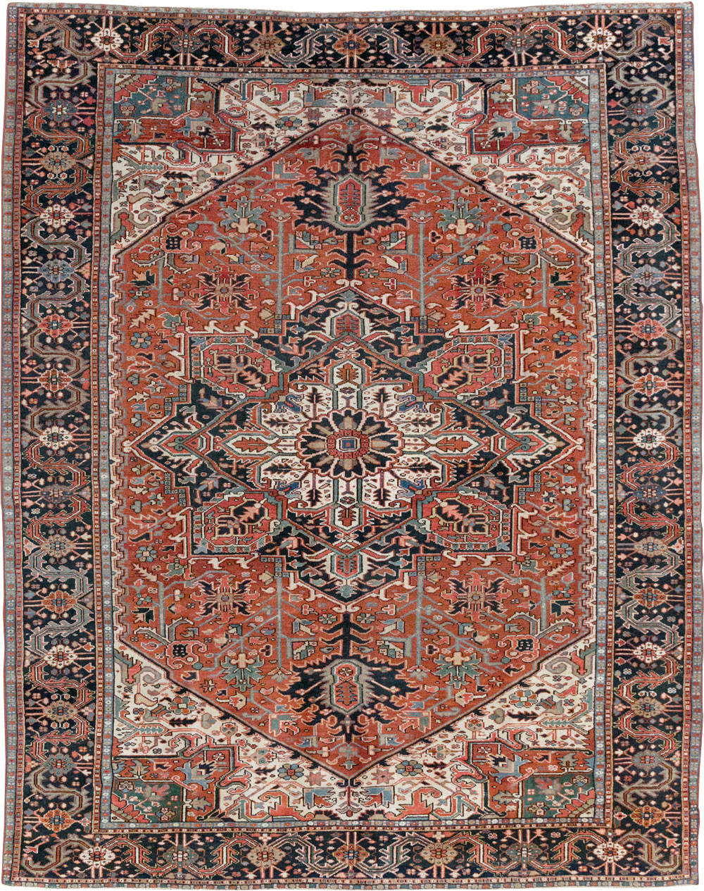 Vintage Persian Heriz Room Size Carpet, No.31485 - Gsblank