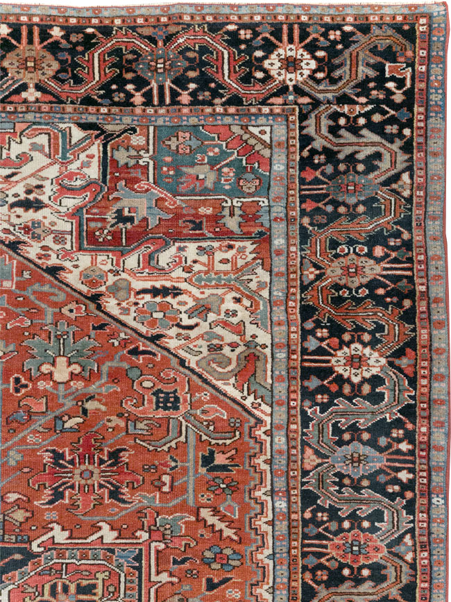 Vintage Persian Heriz Room Size Carpet, No.31485 - Gsblank