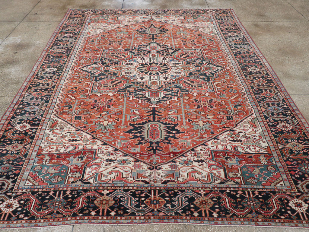 Vintage Persian Heriz Room Size Carpet, No.31485 - Gsblank