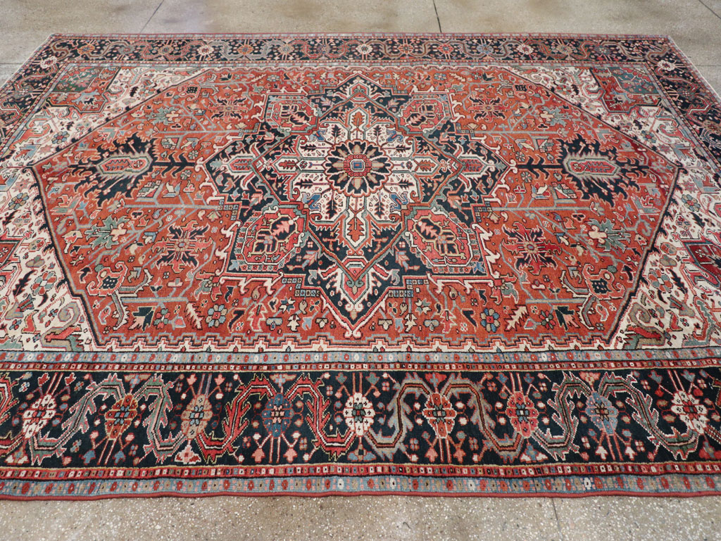 Vintage Persian Heriz Room Size Carpet, No.31485 - Gsblank