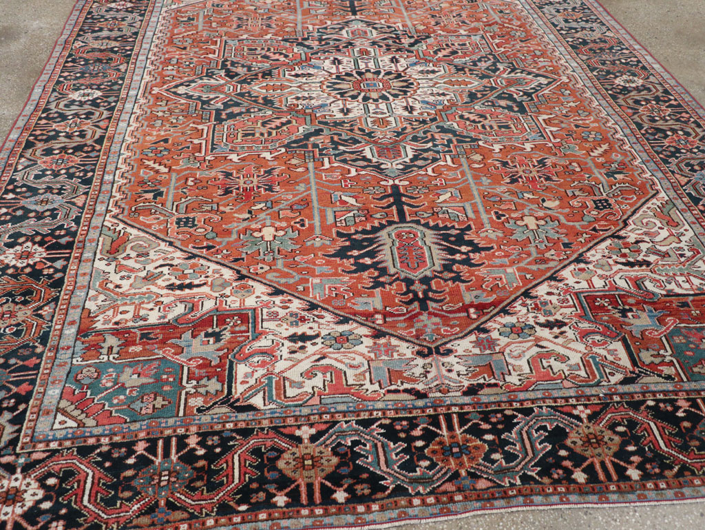 Vintage Persian Heriz Room Size Carpet, No.31485 - Gsblank