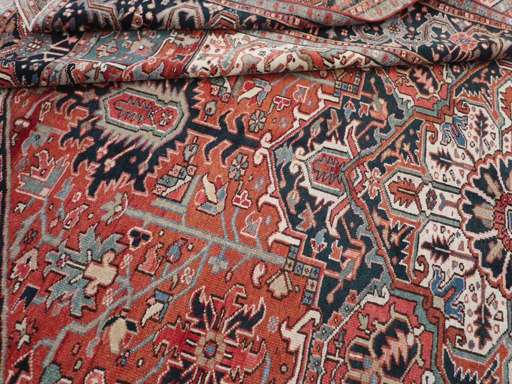 Vintage Persian Heriz Room Size Carpet, No.31485 - Gsblank