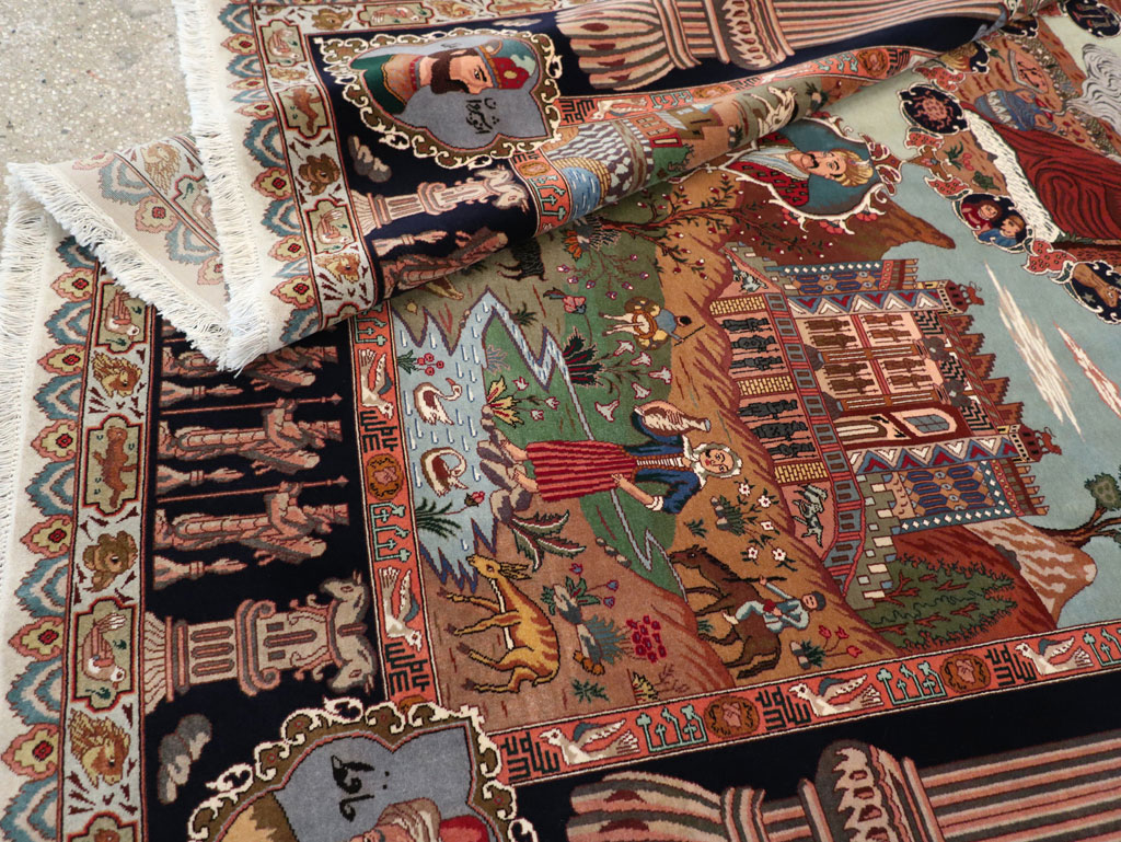 Vintage Persian Tabriz Pictorial Zodiac Accent Carpet, No.31489 - Gsblank