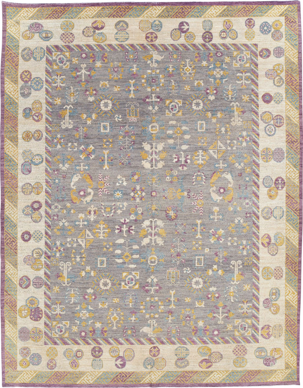 Modern East Turkestan Khotan Room Size Carpet, No.31496 - Gsblank
