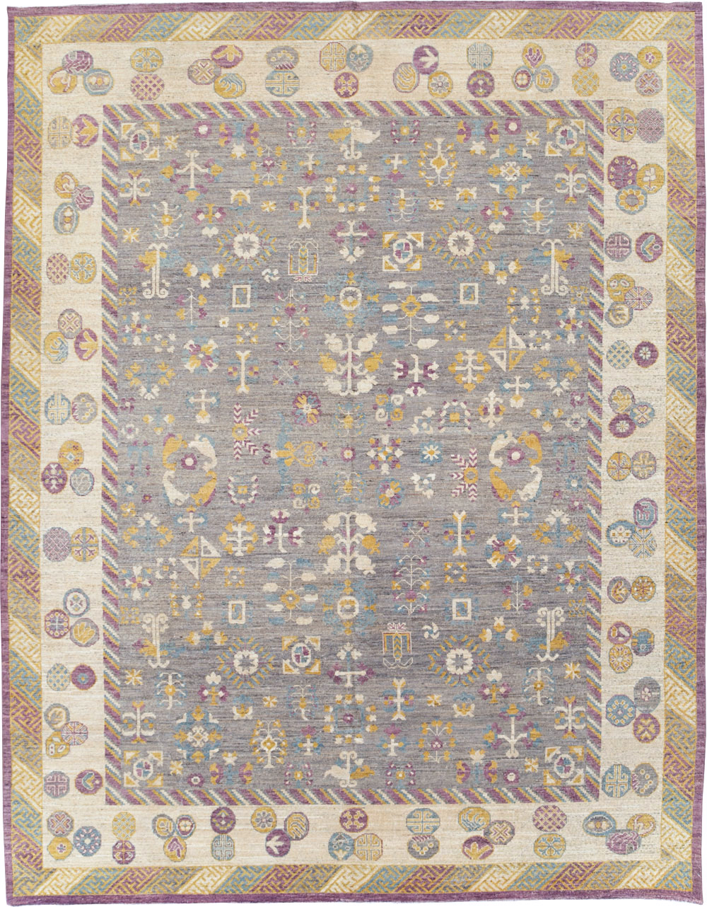 Modern East Turkestan Khotan Room Size Carpet, No.31496 - Gsblank