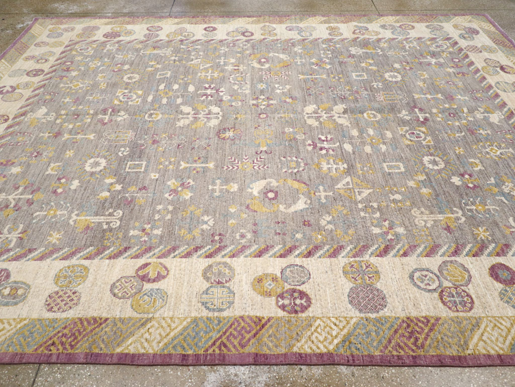 Modern East Turkestan Khotan Room Size Carpet, No.31496 - Gsblank