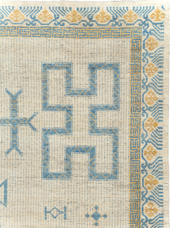 African Tuareg Inspired Modern East Turkestan Khotan Room Size Carpet, No.31498 - Gsblank