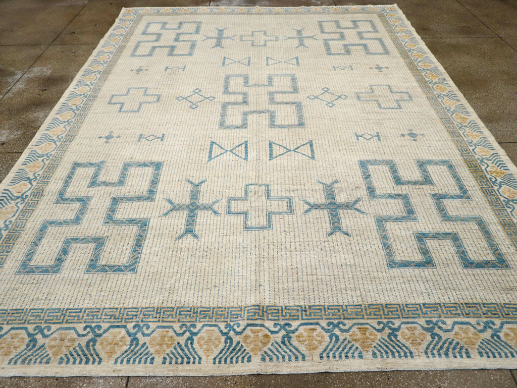 African Tuareg Inspired Modern East Turkestan Khotan Room Size Carpet, No.31498 - Gsblank