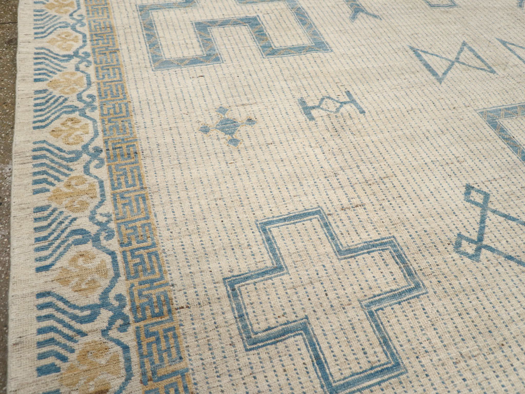 African Tuareg Inspired Modern East Turkestan Khotan Room Size Carpet, No.31498 - Gsblank