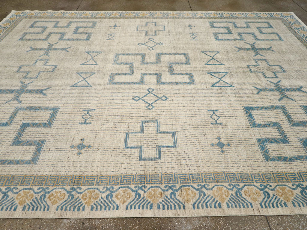 African Tuareg Inspired Modern East Turkestan Khotan Room Size Carpet, No.31498 - Gsblank