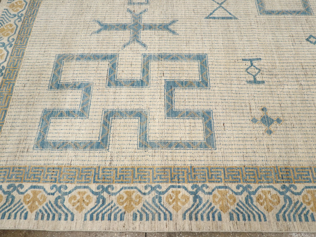 African Tuareg Inspired Modern East Turkestan Khotan Room Size Carpet, No.31498 - Gsblank