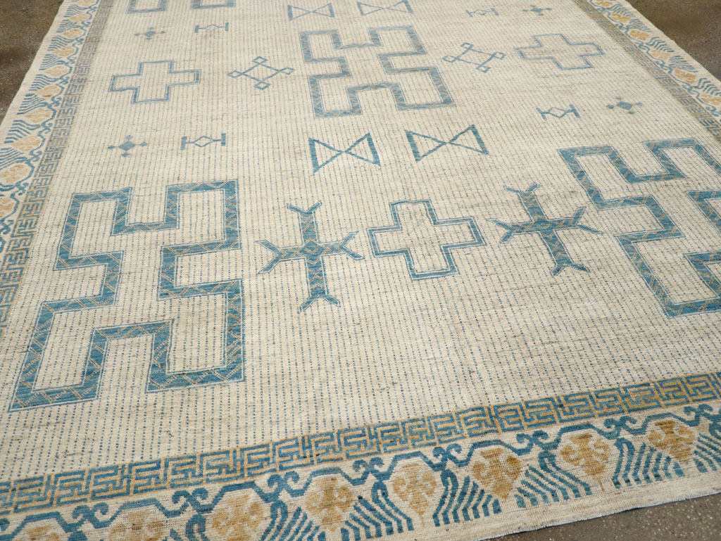 African Tuareg Inspired Modern East Turkestan Khotan Room Size Carpet, No.31498 - Gsblank